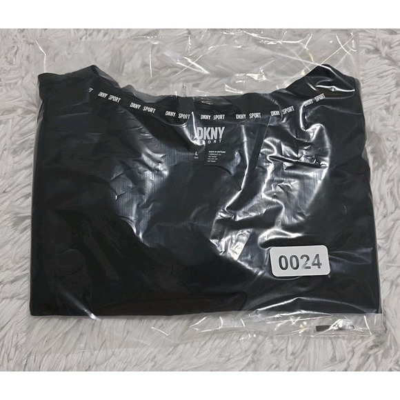 DKNY Sport Women's Black Solid V-Neck‎ Short-Sleeve Tech Top Size Large - Picture 6 of 6